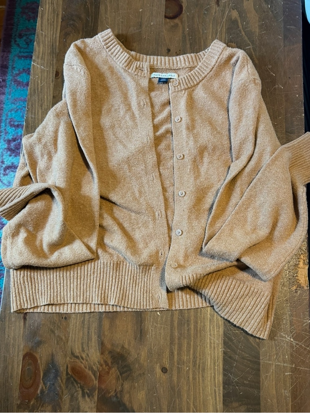 American Eagle Outfitters Cozy Tan Button-Up Cardigan size large